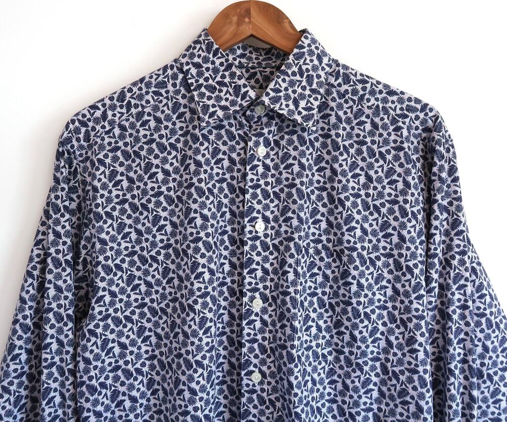 ETON Micro Palm Print Classic Fit Button Down Shirt Nordstrom M 40 15.75 $275
